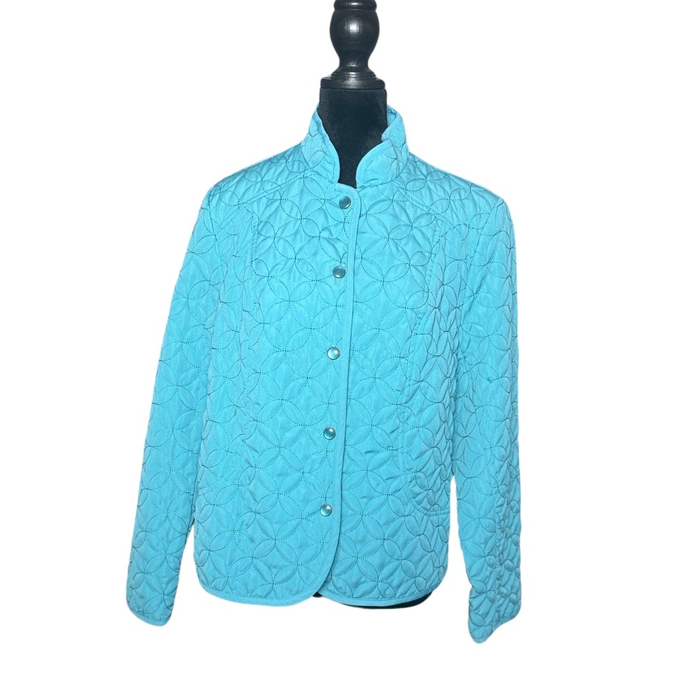 Beautiful Pattern Stitch Button Down Blue Vintage… - image 1